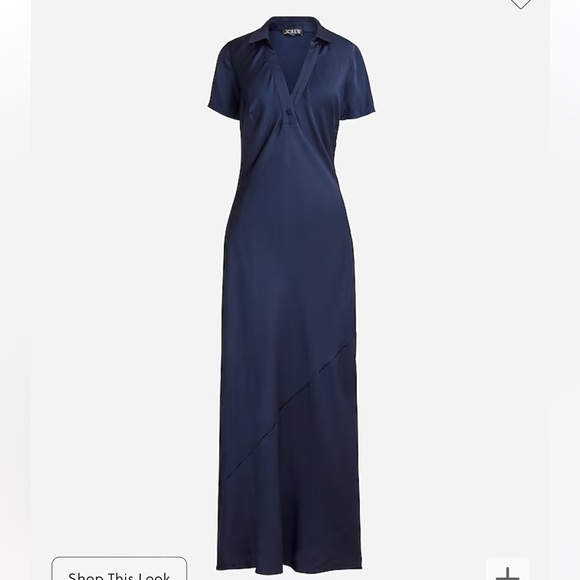 NEW J. Crew Short-sleeve maxi slip dress in luster crepe Navy Blue Size 00 BS802 - Picture 6 of 12